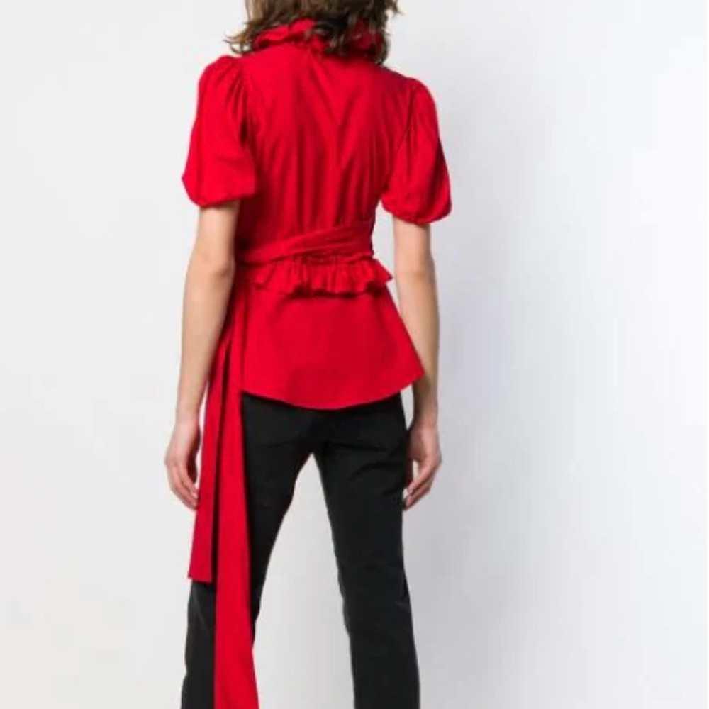 Red Ruffle Wrap Top - Picture 4 of 6